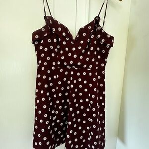 Kimchi Blue Maroon Mini Dress with White Floral Pattern